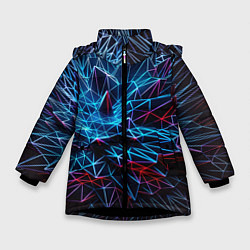 Куртка зимняя для девочки Синяя абстракция, цвет: 3D-черный