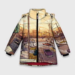 Куртка зимняя для девочки GTA San Andreas, цвет: 3D-красный