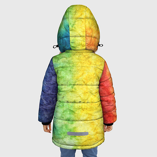 Зимняя куртка для девочки Разноцветный акварель градиент / 3D-Черный – фото 4