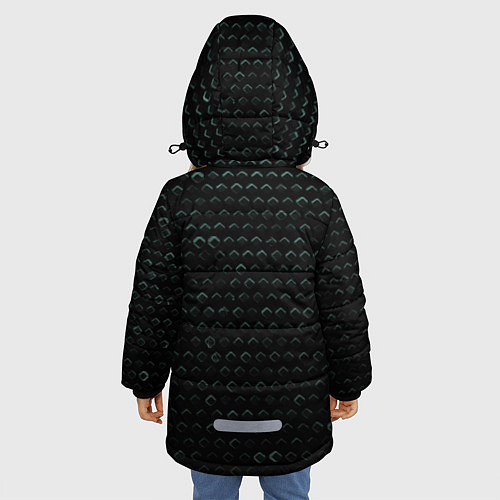 Зимняя куртка для девочки Текстура геометрия ромбы черны / 3D-Черный – фото 4