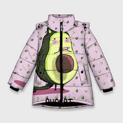 Куртка зимняя для девочки Авокадо Кот, цвет: 3D-черный