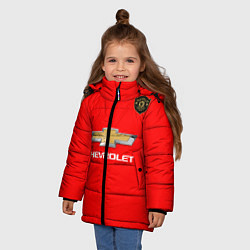 Куртка зимняя для девочки Манчестер Юнайтед форма 2020, цвет: 3D-черный — фото 2