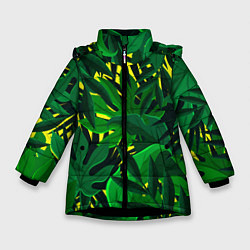 Куртка зимняя для девочки В джунглях, цвет: 3D-черный