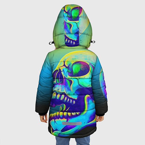 Зимняя куртка для девочки Neon skull / 3D-Светло-серый – фото 4