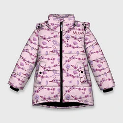 Куртка зимняя для девочки Mulan Flowers Pattern, цвет: 3D-черный