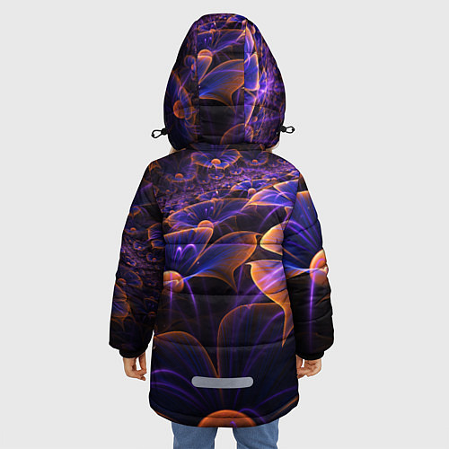 Зимняя куртка для девочки Цветки во тьме / 3D-Черный – фото 4
