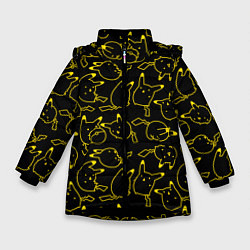Куртка зимняя для девочки Покемоны, цвет: 3D-черный