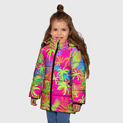 Куртка зимняя для девочки ПАЛЬМЫ ТРОПИКИ, цвет: 3D-черный — фото 2