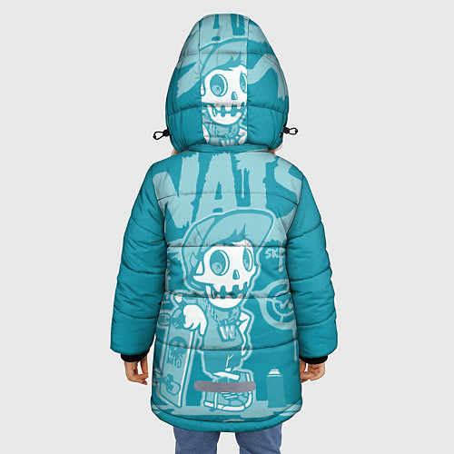 Зимняя куртка для девочки Граффити Wats череп в кепке / 3D-Черный – фото 4
