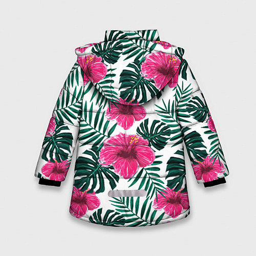 Зимняя куртка для девочки Гавайский гибискус / 3D-Светло-серый – фото 2