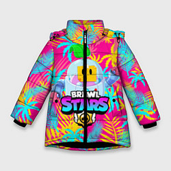 Куртка зимняя для девочки BRAWL STARS SPROUT TROPICAL, цвет: 3D-черный