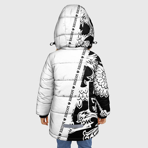 Зимняя куртка для девочки Виктор черно-белая с гербом РФ / 3D-Черный – фото 4