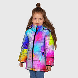 Куртка зимняя для девочки НЕОНОВЫЕ ПОТЕРТОСТИ, цвет: 3D-черный — фото 2