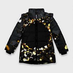 Куртка зимняя для девочки Брызги стекла, цвет: 3D-черный
