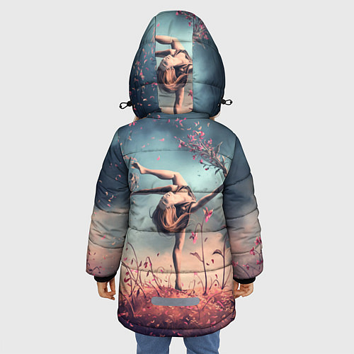 Зимняя куртка для девочки Танцующая с цветами ведьма / 3D-Черный – фото 4