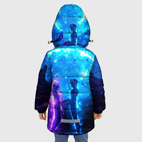 Зимняя куртка для девочки Внеземная пара луна ночь / 3D-Черный – фото 4