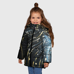 Куртка зимняя для девочки Абстракция искры полосы боке, цвет: 3D-черный — фото 2
