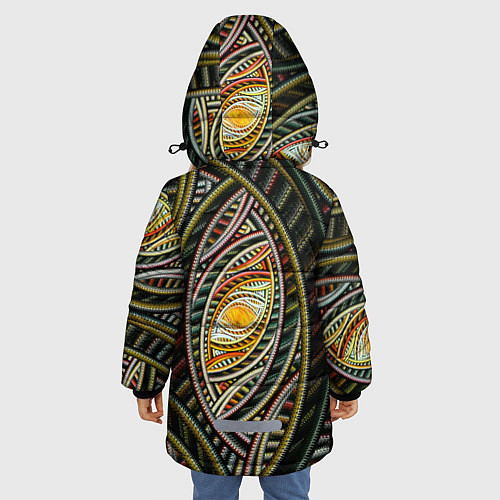 Зимняя куртка для девочки Абстракция глаз узор линии / 3D-Черный – фото 4