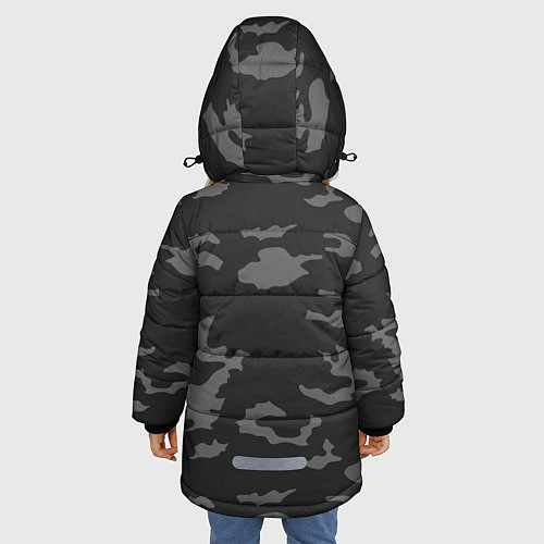 Зимняя куртка для девочки Рваный камуфляж ВДВ / 3D-Черный – фото 4