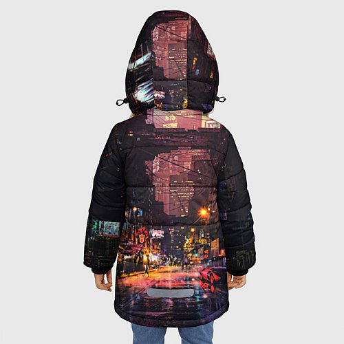 Зимняя куртка для девочки CYBERPUNK 2077:КИБЕРПАНК S / 3D-Черный – фото 4