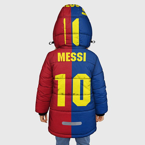 Зимняя куртка для девочки Форма Barcelona Messi / 3D-Черный – фото 4