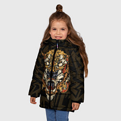 Куртка зимняя для девочки Тигровый стимпанк Tiger, цвет: 3D-светло-серый — фото 2