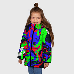 Куртка зимняя для девочки Абстрактные краски, цвет: 3D-светло-серый — фото 2