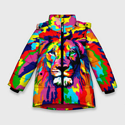 Куртка зимняя для девочки Лев Artistic Art, цвет: 3D-красный