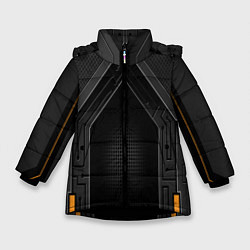 Куртка зимняя для девочки Броня робота, цвет: 3D-черный