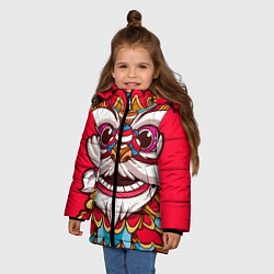 Куртка зимняя для девочки Морда Азиатского Льва, цвет: 3D-черный — фото 2