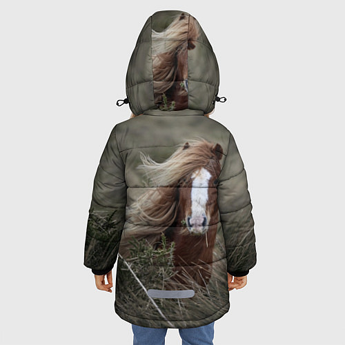 Зимняя куртка для девочки Конь / 3D-Черный – фото 4
