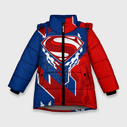 Куртка зимняя для девочки Знак Супермен, цвет: 3D-светло-серый