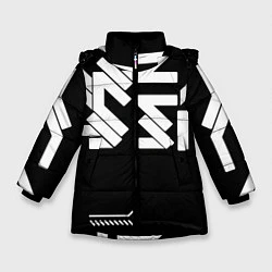 Куртка зимняя для девочки КИБЕРПАНК СИМВОЛ, цвет: 3D-черный
