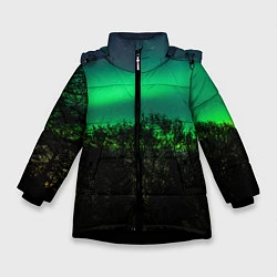 Куртка зимняя для девочки Северное сияние, цвет: 3D-черный
