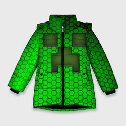 Куртка зимняя для девочки Крипер из игры Minecraft, цвет: 3D-черный