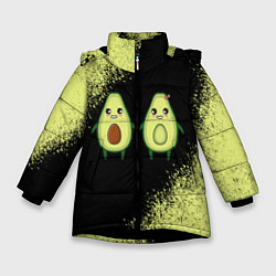 Куртка зимняя для девочки Авокадо, цвет: 3D-черный