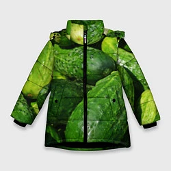 Куртка зимняя для девочки Огурцы, цвет: 3D-черный