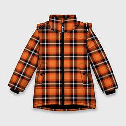 Куртка зимняя для девочки Шотландская клетка, цвет: 3D-черный