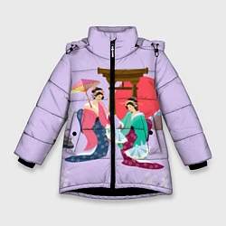 Куртка зимняя для девочки Geishas, цвет: 3D-черный