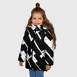 Куртка зимняя для девочки ГЕОМЕТРИЯ,АБСТРАКЦИЯ,ПОЛОСЫ, цвет: 3D-светло-серый — фото 2