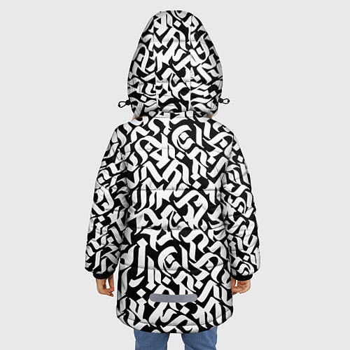Зимняя куртка для девочки Шрифт на чёрном / 3D-Черный – фото 4