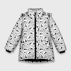 Куртка зимняя для девочки Черепа черно-белые, цвет: 3D-черный