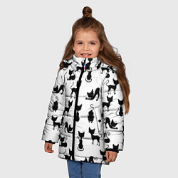 Куртка зимняя для девочки КОШКИ ЧЕРНОЕ НА БЕЛОМ, цвет: 3D-черный — фото 2