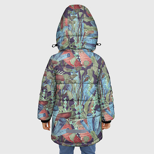 Зимняя куртка для девочки Водоросли на морском дне / 3D-Черный – фото 4