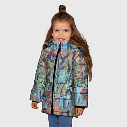 Куртка зимняя для девочки Водоросли на морском дне, цвет: 3D-черный — фото 2