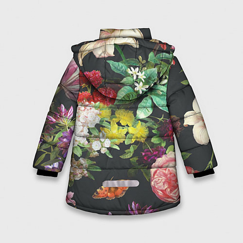 Зимняя куртка для девочки Цветы / 3D-Светло-серый – фото 2