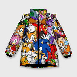 Куртка зимняя для девочки Sonic, цвет: 3D-черный