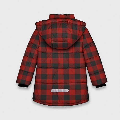 Зимняя куртка для девочки Бордовая клетка / 3D-Светло-серый – фото 2