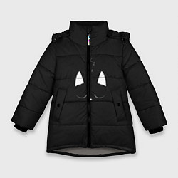 Куртка зимняя для девочки Спящий кот, цвет: 3D-светло-серый