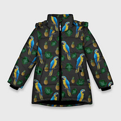 Куртка зимняя для девочки Попугай Ара, цвет: 3D-черный